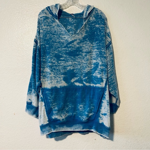 Free People Blue Oversized Woman's Hoodie Sweatshirt  S Pull Over Beach Boho - Picture 1 of 10